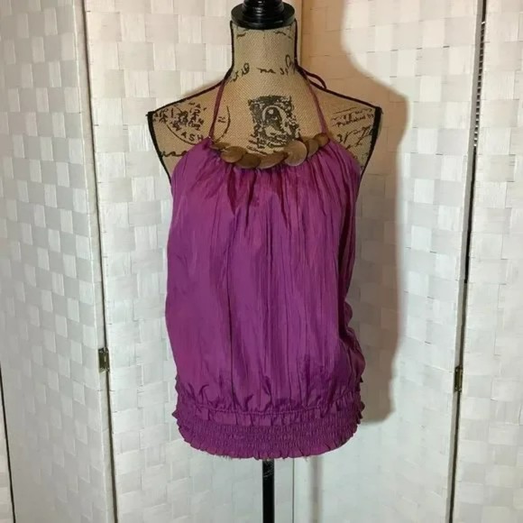 bcx purple halter neck blouse size medium - Picture 1 of 8